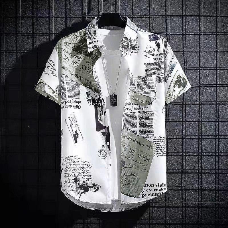 Áo Sơ Mi Phong Cách Phong Cách Tie-Dye ngắn Tay Áo, Dành Cho Nam Giới, Chất Liệu Thoáng Khí, Thích Hợp Cho Mùa Hè, Phong Cách Hàn Quốc, Áo Sơ Mi In Hình Đi Biển Hợp Xu hướng Áo Sơ Mi Tay Lửng Áo, Hàng Mới Về