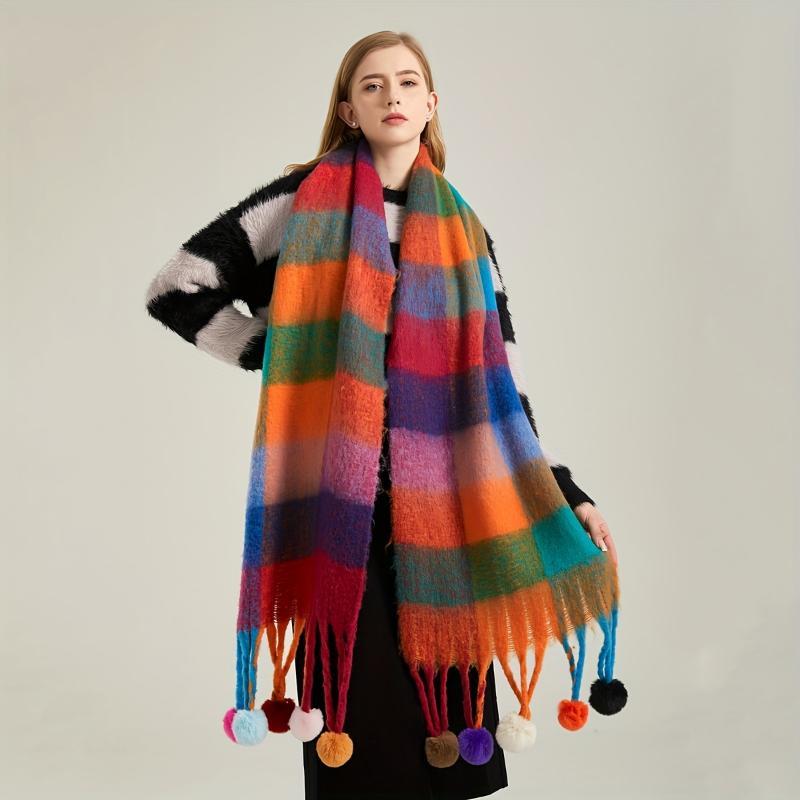 Fashion Casual Plaid Tassel Split Joint Scarf Fashion Casual Plaid Tassel Split Joint Scarf