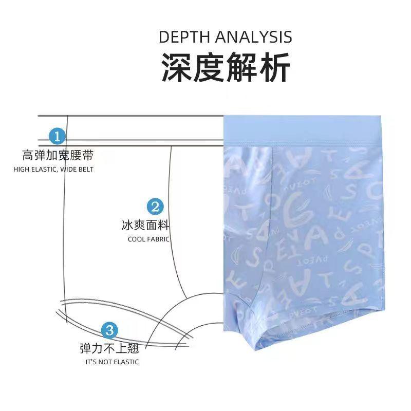 Product Introduction of Quần Lót Mỏng Lụa Lạnh Mùa Hè, Dành Cho Nam Giới, In Hình Boxer Than, Thoáng Khí Và Kháng Khuẩn, Quần Đùi Chống Mồ Hôi, Quần Đùi Boxer 6