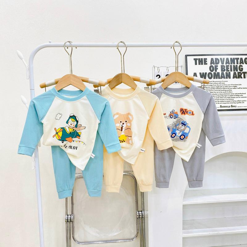 Combo 5 bộ ( tặng thêm 1 bộ là 6 bộ ) bộ quần áo tăm lạnh dài tay cho bé 5-15kg 2