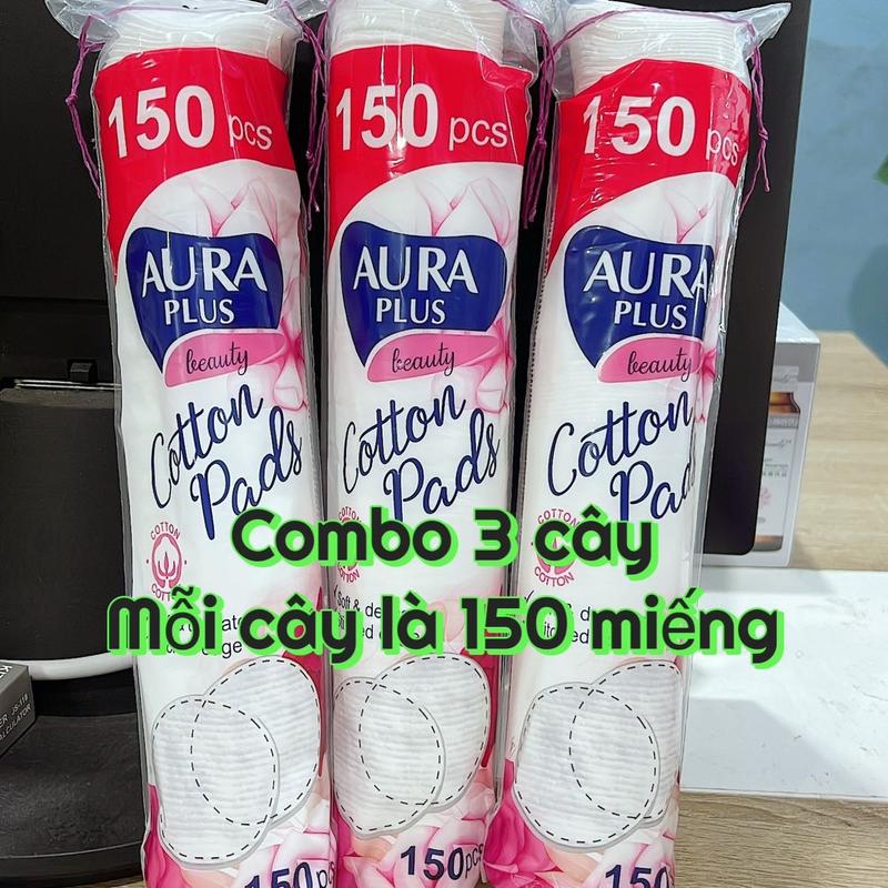 ( COMBO 3 túi) BÔNG TẨY TRANG AURA 150 miếng, COMBO 3 túi Là 450 miếng, NPP MINH LONG PHÁT