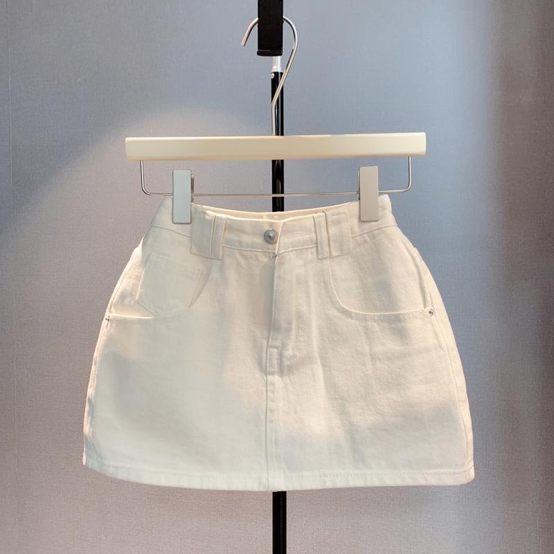 nhatran - Chân váy jean nữ phom ngắn chữ a chất Denim cotton Women Nhung Voi Khuy dày mịn có lót bảo vệ PHOM TRƠN