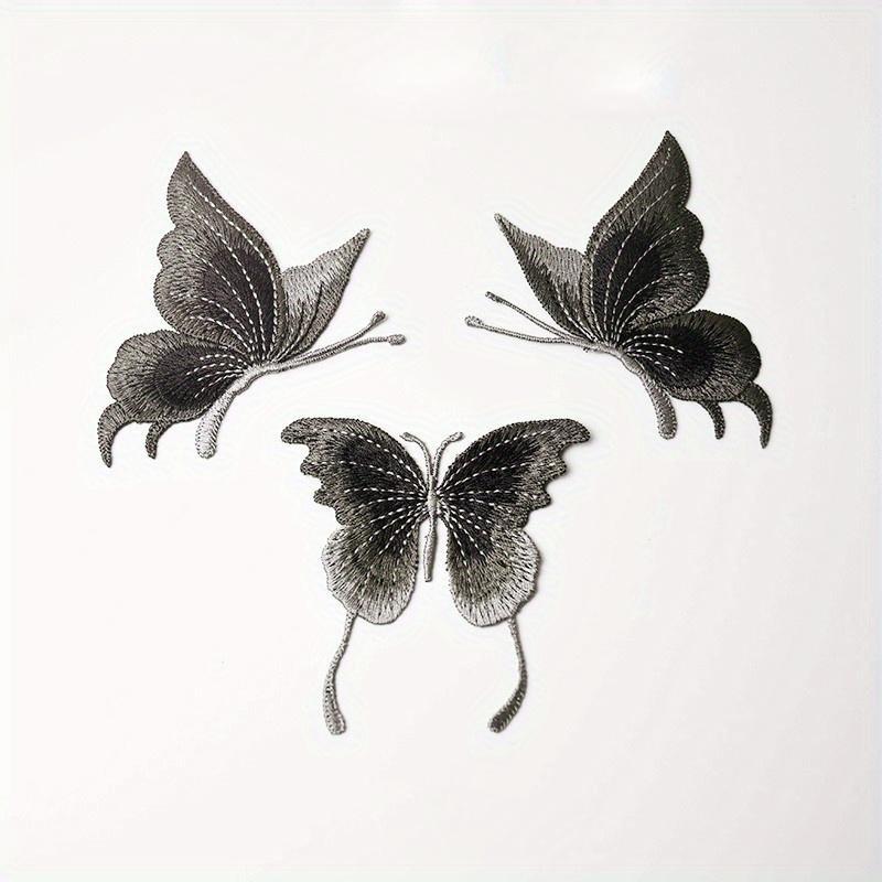 Product Introduction of Butterfly Pattern Embroidery Patch, 3 Counts/set DIY Clothes Hole-stitching Patch, Sewing Supplies for Clothes, Jeans, Jacket, Bag, Hat 5