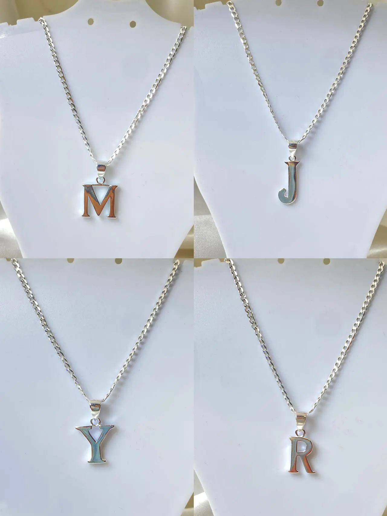 （ LOVYE )  silver Jewelry 92.5 Italy  Jewelry Chain w/letter pendant A to Z silver  necklace
