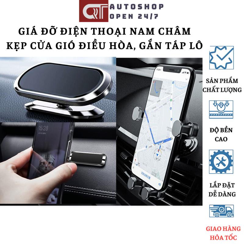 Giá đỡ điện thoại ô tô giá đỡ điện thoại nam châm từ tính kẹp cửa gió gắn taplo QT Auto247