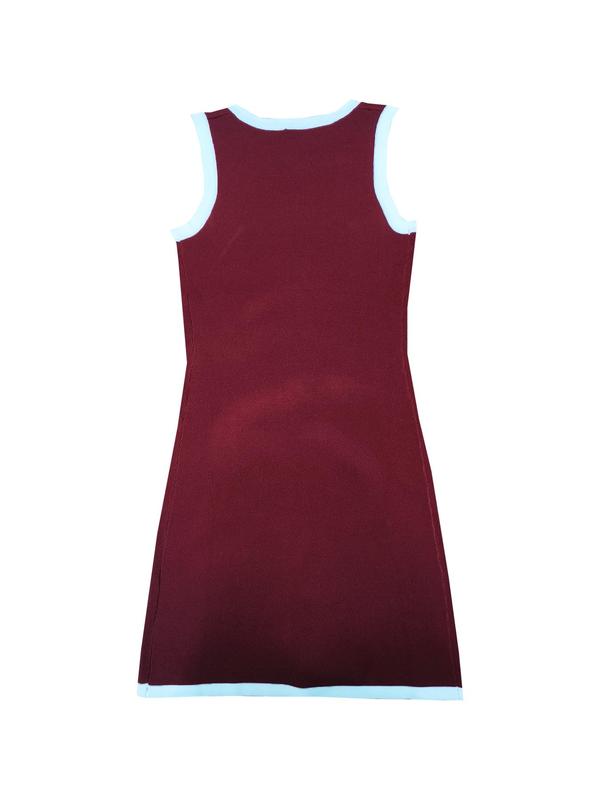 Women's Colorblock Faux Pearl Decor Button Front Pocket Tank Dress, Dresses for Women, Elegant Contrast Binding Sleeveless Round Neck Short Dress for Vacation Holiday Party, Ladies Summer Clothes, Fancy Dress, Summer Dresses 2025 5