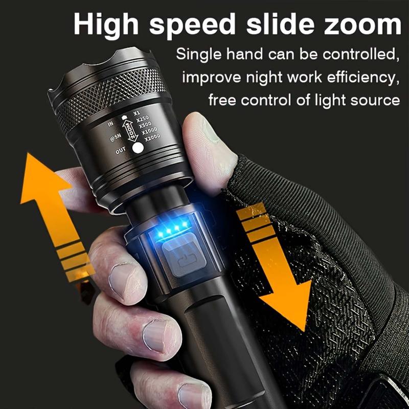 Rechargeable Flashlight, 1/2/4 Counts 12000 Lumens LED Flashlight, Adjustable High Brightness Flashlight, Portable Lighting for Camping, Outdoor Activities Long Distance 5