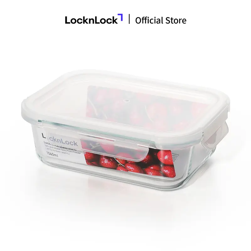Hộp đựng thực phẩm thủy tinh LocknLock Blanc glass food container chia ngăn hoặc không chia ngăn, nắp cài 4 khóa, dùng được trong lò vi sóng 3