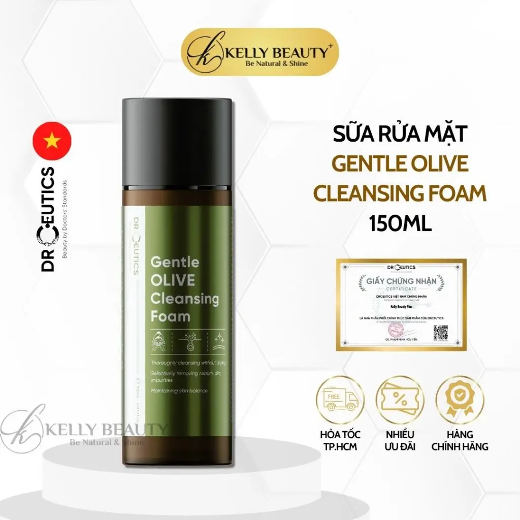 Sữa Rửa Mặt Tạo Bọt DrCeutics Gentle Olive Cleansing Foam | Kelly Beauty