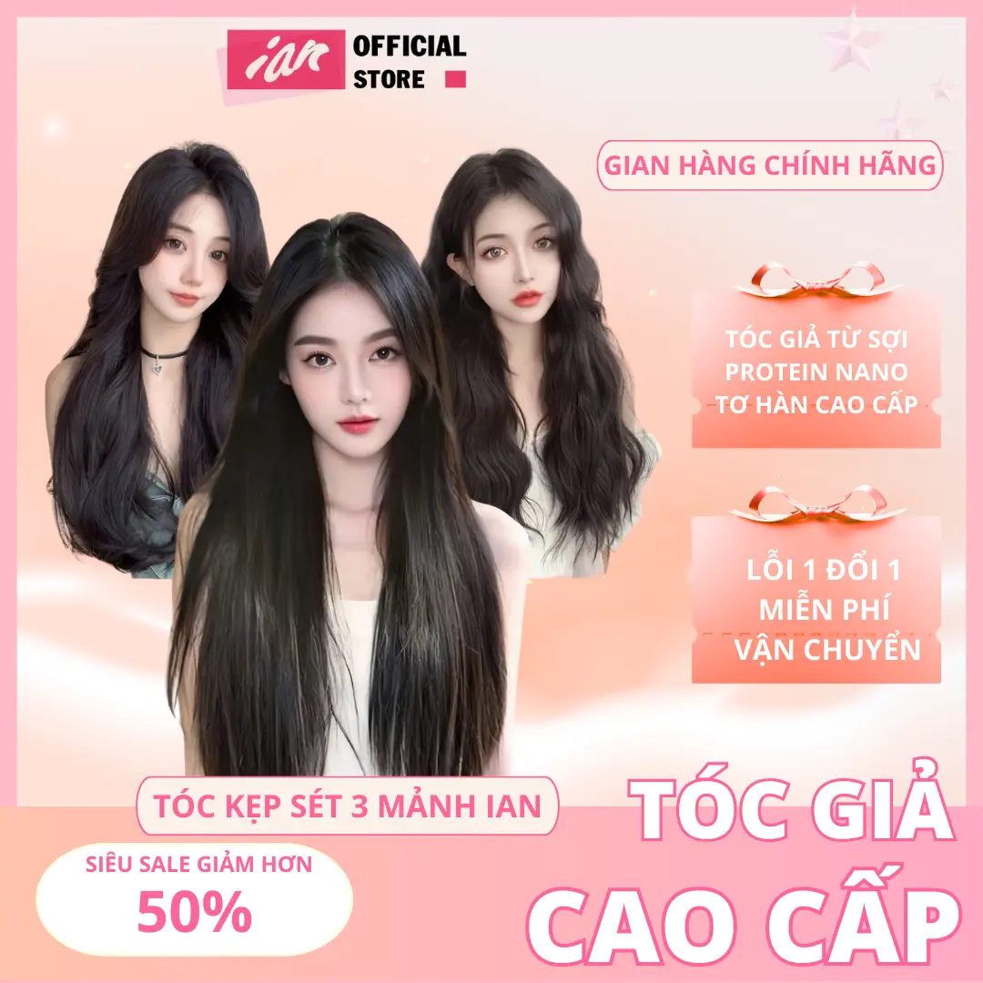Sét tóc 3 mảnh kẹp thẳng cao cấp, dệt từ tơ hàn quốc hiện đại Women