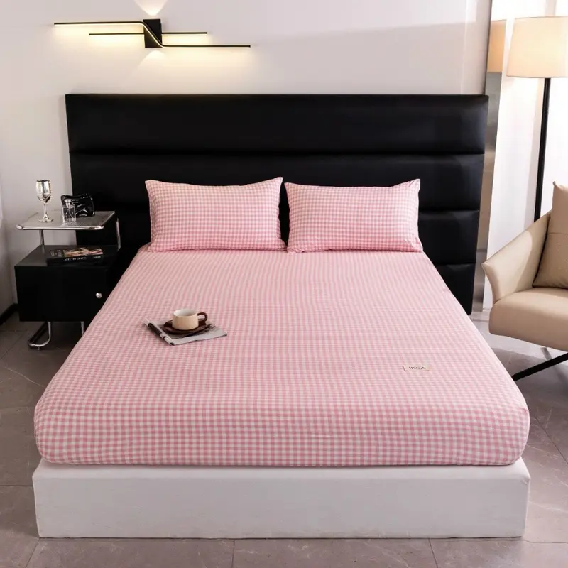 Bộ ga gối 3 món bọc đệm cotton đũi, ga giường đũi cotton kèm 2 vỏ gối chất liệu mềm mại 6