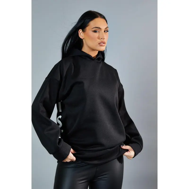 Black Oversized Printed Back Hoodie - Asahi 1