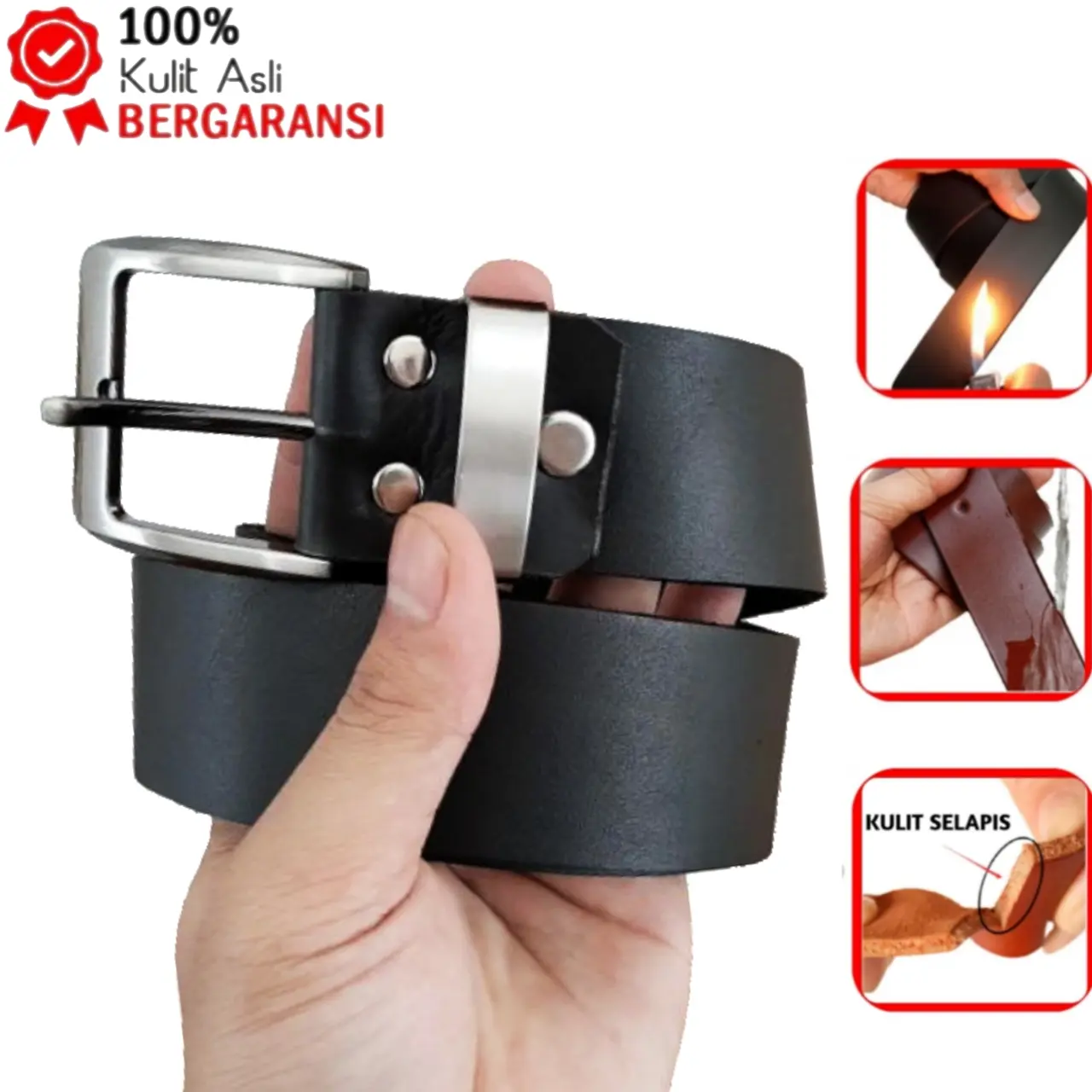 Sabuk Kulit Pria/Ikat Pinggang Pria Kulit Asli/Ikat Pinggang Pria Jumbo Laki-laki Hitam Coklat dan Tan