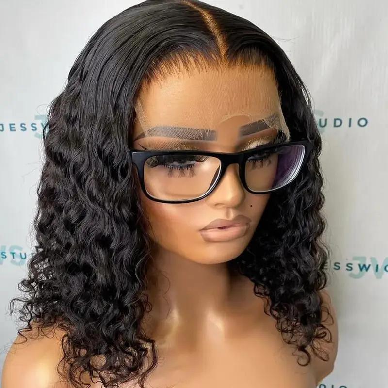 Tóc Giả Lace Front Xoăn Sâu Không Keo Cho Nữ 13x4 7x5 Tóc Giả Bob Không Cần Keo…