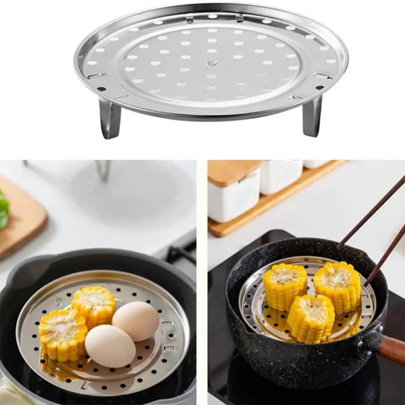 【COD】Rak Kukus Stainless Steel Kaki Tinggi Anti Tergenang - Tatakan Kukusan Panci & Rice Cooker Multiguna