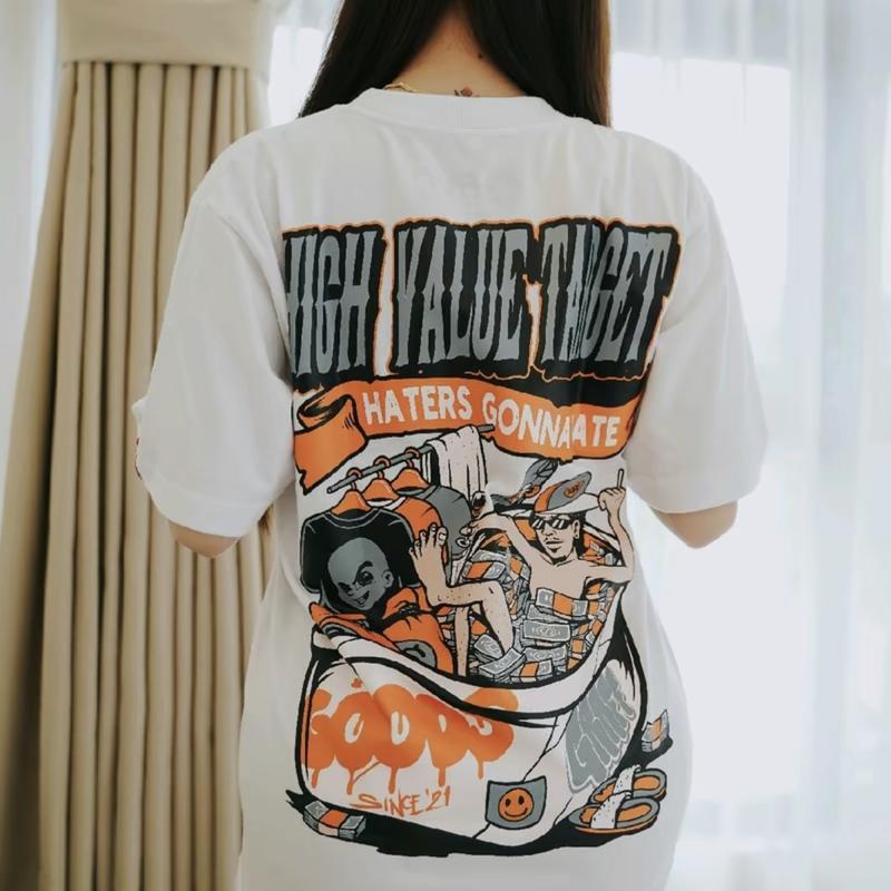 00TD- Fashion T-shirt - Suitable forboth men and women, made of purecotton, comfortable and oversized Unisex Áo Menswear Cổ Tròn 2