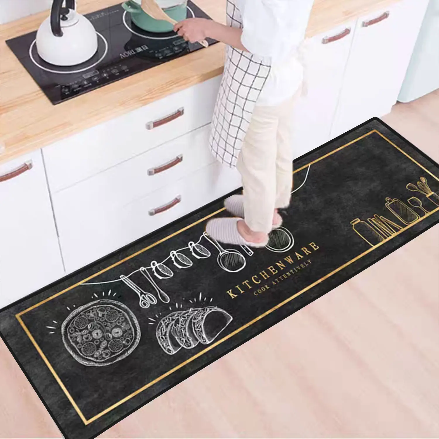 Modern Kitchen Mat Home Entrance Doormat Hallway Bedroom Living Room Decoration Floor Carpet Balcony Bathroom Anti-Slip Long Rug