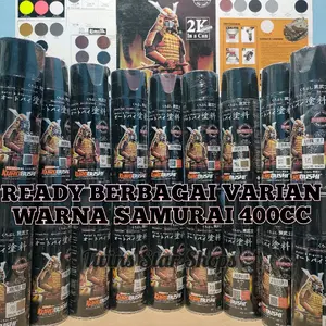 Samurai Paint Pilok Pilox Cat Semprot Ready Semua Varian Warna Black Hitam Metalic Metalik Primer Grey Epoxy Surfacer Pearl White Putih Mutiara Matte Red Merah Doff Dop Stabilo Fluorescent Green Hijau Blue Biru Clear Glossy 400cc Spray Paint Kurobushi