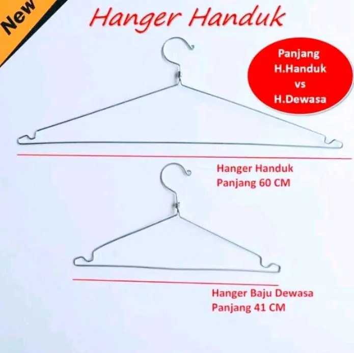 Hanger Handuk /Gantungan handuk panjang 60cm..besi tebal anti karat isi 2 pcs Gantungan stabil lemari baju bajugantung