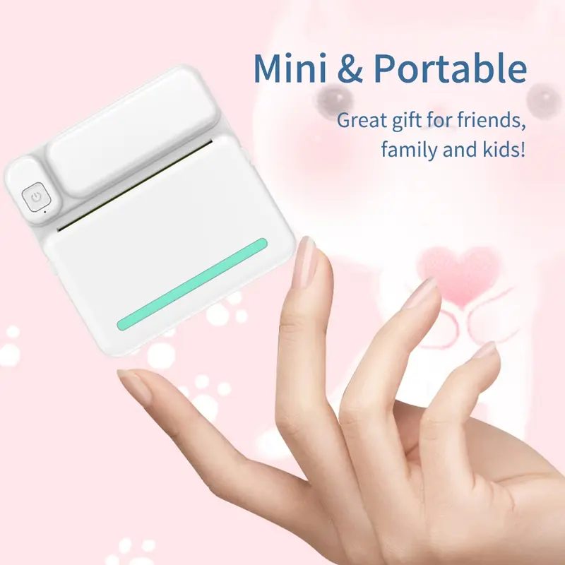 【Quà 5cuộn giấy】JIMIBOT Máy in Nhãn dán Máy in mini Bluetooth phù hợp với Android / IOS 2
