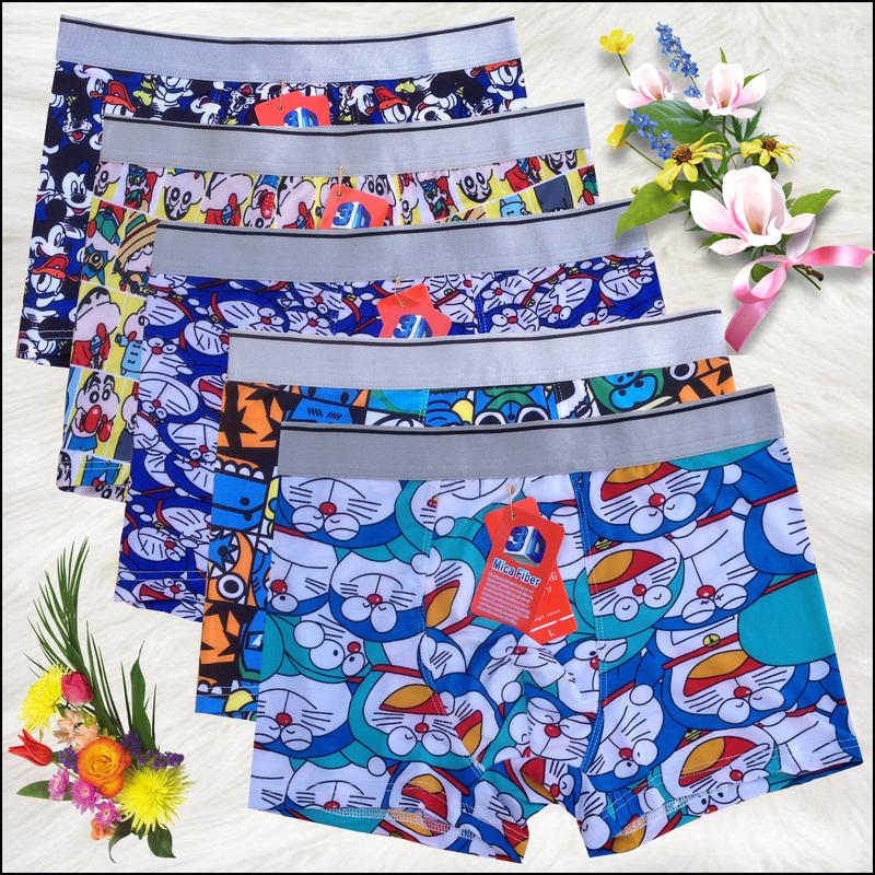 Combo 5 Quần boxer nam, Quần sịp đùi nam hoạt hình, in họa tiết độc đáo