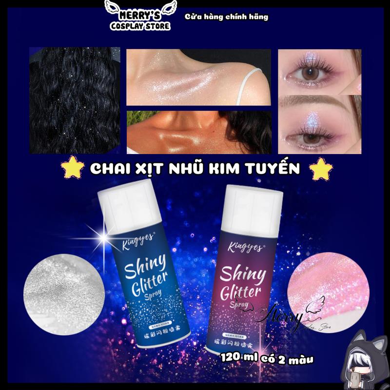 ￼Gôm Xịt Kim Tuyến Lấp Lánh Bắt Sáng ShinyGlitter Highligh Body Cơ Thể Tóc Không Gây Bết Lâu Trôi 0