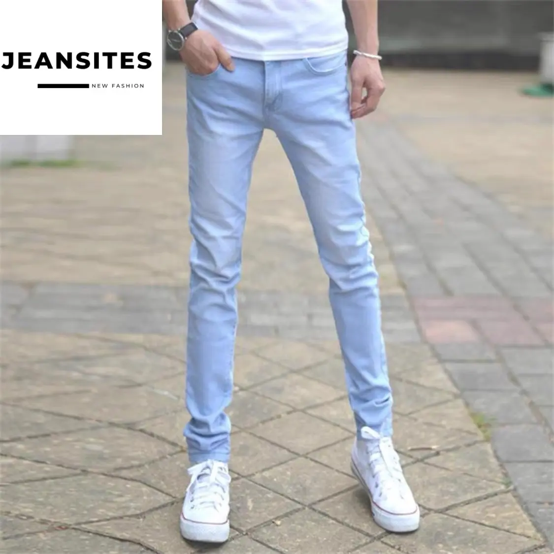 Jeansites Men;s Maong Pants Strechable Big Size High Quality Skinny Jeans 28-36 Menswear Apparel Denim Streetwear Lingerie Trouser Human Beige