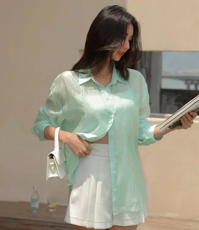 Kemeja Transparan Outer Transparan Sheer Top Sheer Blouse