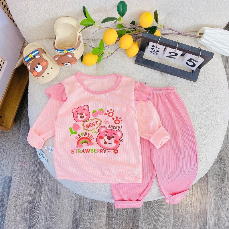 Bộ quần áo  tăm bèo bé gái size từ 5-16kg thích hợp mặc mùa lạnh hoặc nằm điều hòa 0