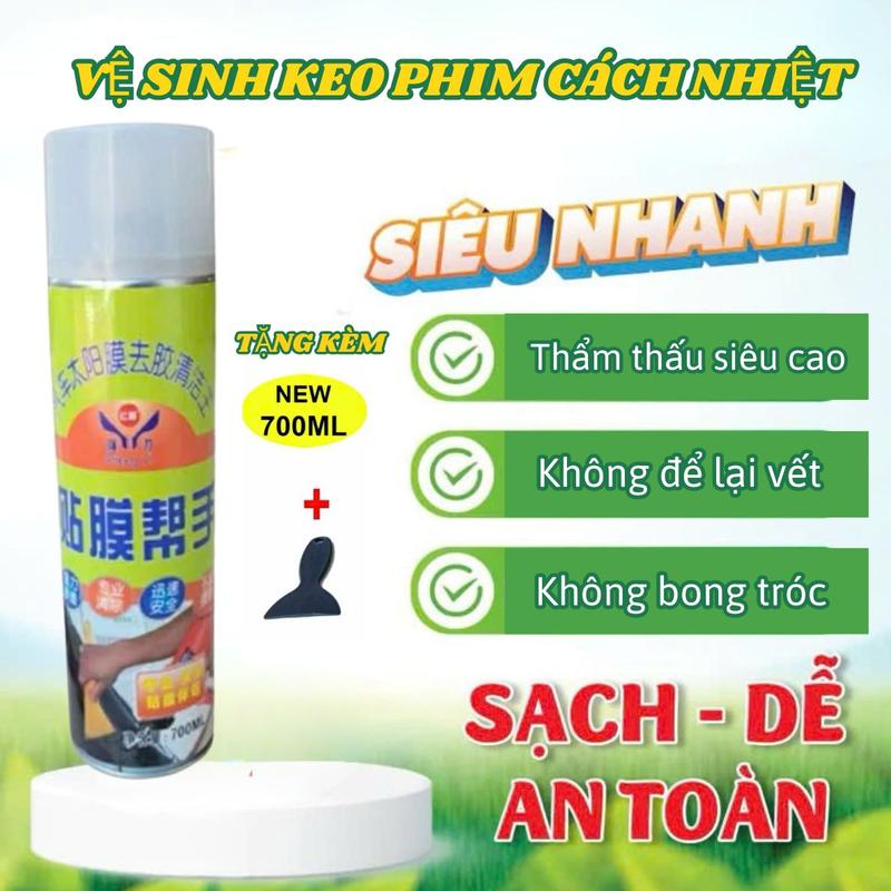  Chai xịt lột keo cũ tấm màng phim trên xe ô tô lột màng xe máy màng Film miếng dán kính đề can dán xe kèm tay gạt 