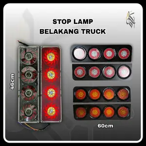 Lampu Stop Belakang Truck Sepasang StopLamp Led Bulat 4 Mata 12v 24v
