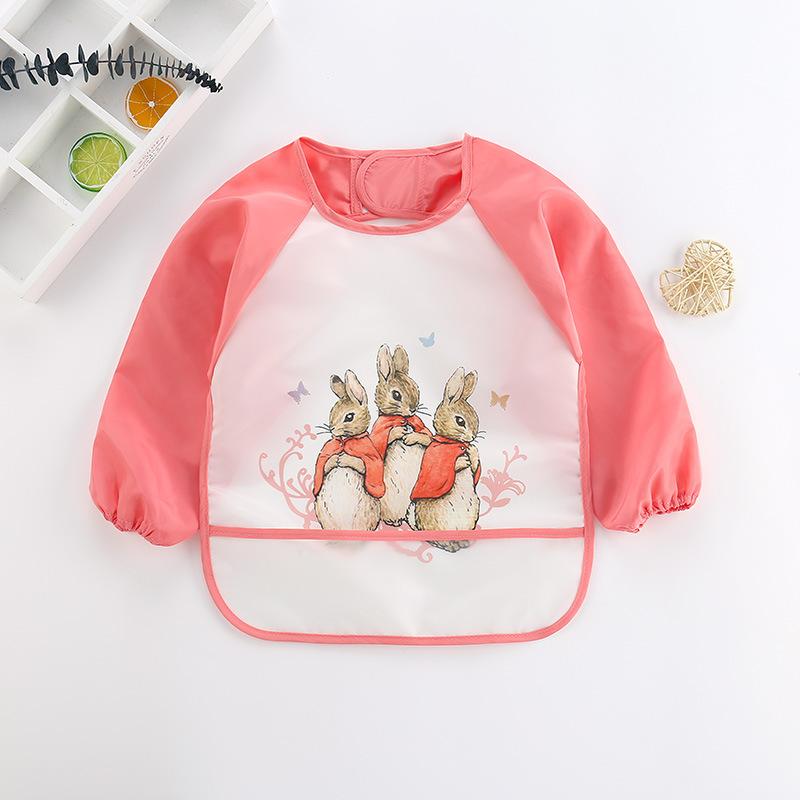 Product Introduction of Cute Baby Bibs Toddler Baberos Bavoir Waterproof Long Sleeve Apron Cartoon Animals Children Feeding Smock Bib Baby Stuff 0-3Y 7