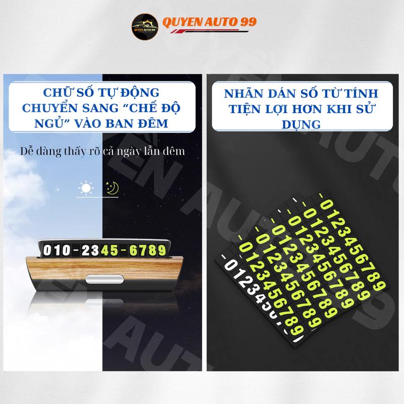 Bảng số điện thoại trên ô tô cao cấp YUMCHO gắn taplo để lại số điện thoại khi đỗ xe vân gỗ đá sang trọng 5