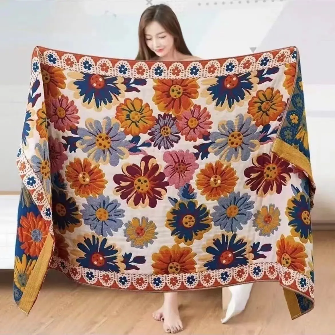 Khăn tắm gạc, gia dụng, dành cho nam và nữ, kích thước người lớn, mềm mại và ngoại cỡ, khăn quấn, 80 * 160, bốn lớp, thích hợp cho khăn tắm biển