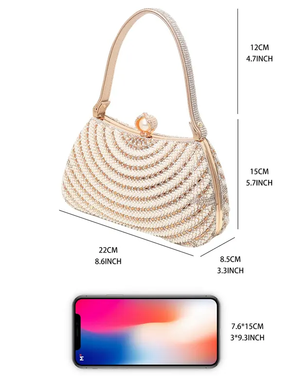 Women's Elegant Rhinestone Decorated Evening Bag, Exquisite Trendy Handbag, Fashionable Bag for Party Decoration 1