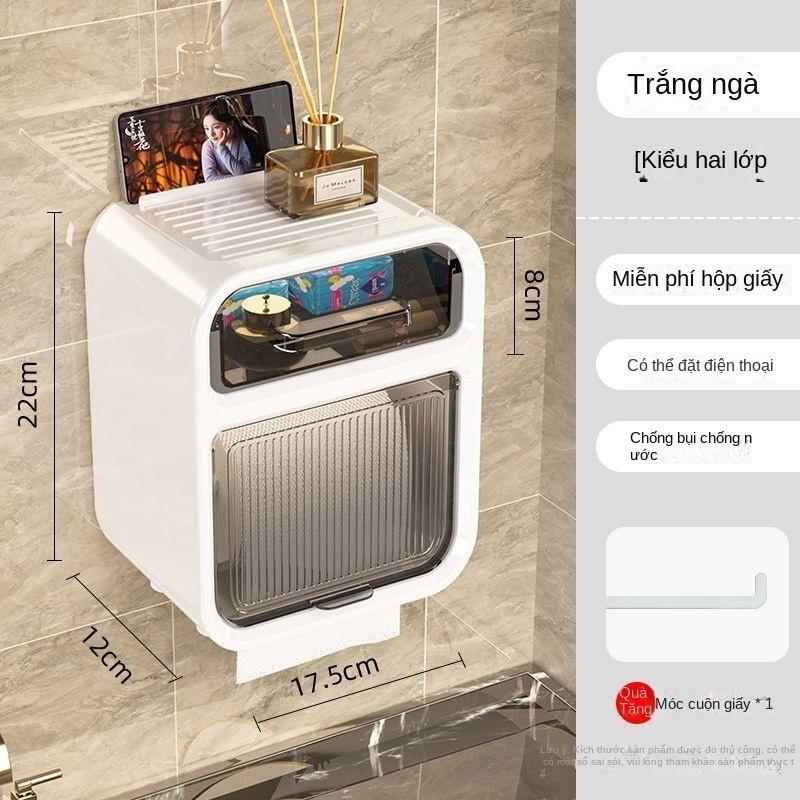 giadunglac Hộp Đựng Giấy Vệ Sinh 2 Tầng Cao Cấp Hộp Đựng Giấy Hộp Giấy Vệ Sinh Có Kệ Để Điện Thoại(tặng kèm 1 miếng dán)