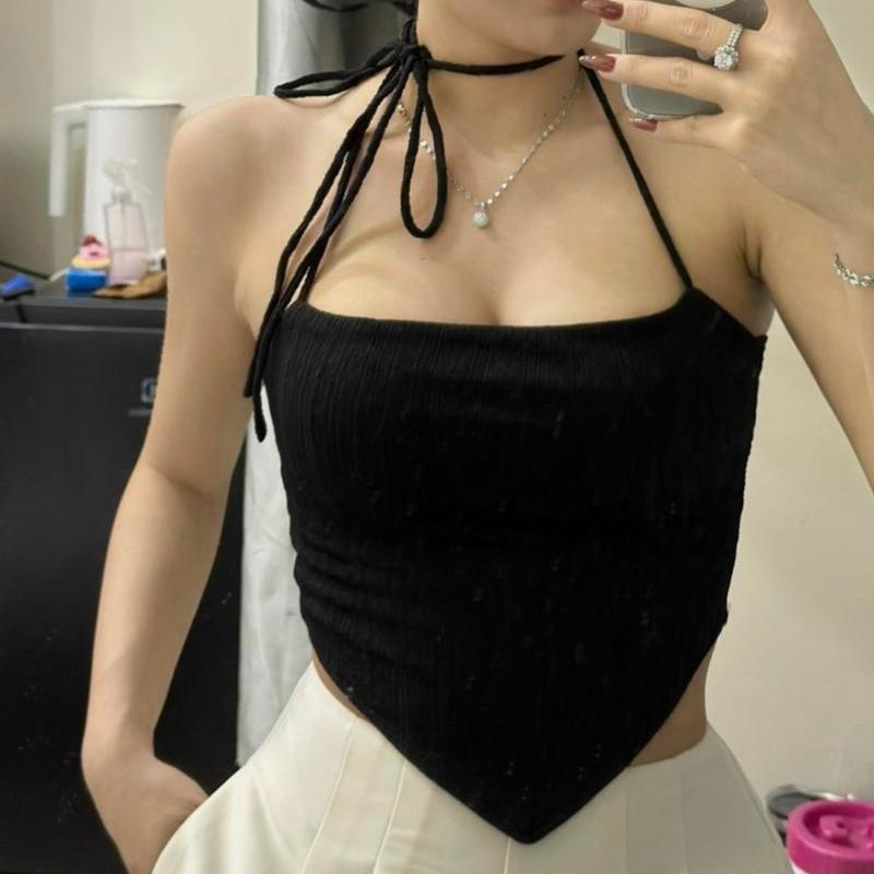 Áo yếm phối dây cột ở cổ vạt nhọn phong cách trẻ trung sexy cực xinh, Áo ống cúp ngực ôm body cực xinh-GV29