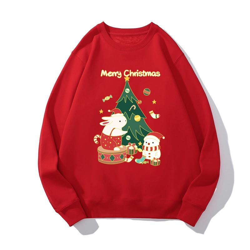 Áo Len In Hình Hoạt Hình Cây Thông Noel, Thời Trang, Dành Cho Cặp Đôi, Cổ Tròn, Dáng Rộng Vừa Vặn, Phong Cách Mùa Thu, Áo Dài Tay Nữ 1