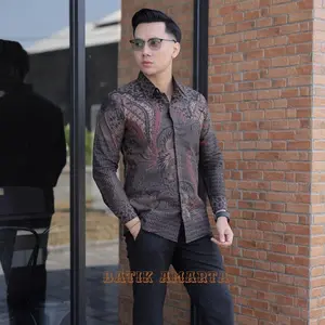 Baju Batik Pria Cowok Lengan Panjang Katun  Jumbo Modern Slimfit Premium Furing Motif PEKSI HABMIB