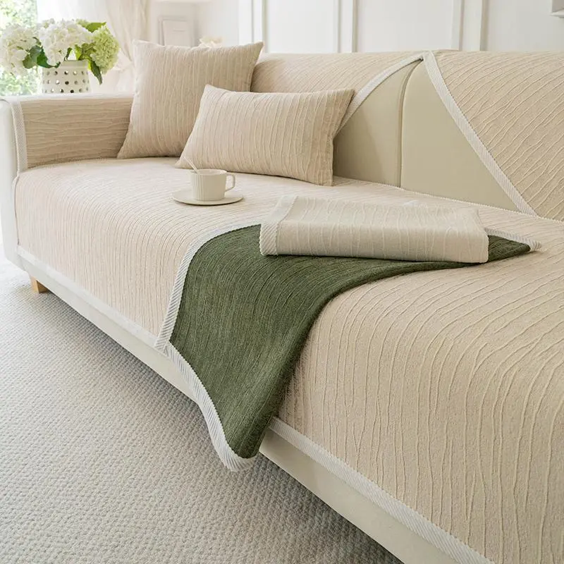 Solid Color Sofa Cushion Cover, 1 Count Modern Non-slip Sofa Seat Cover, Dustproof Sofa Protector for Home Living Room Office Decoration 8