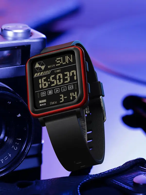 Men's Sportive Digital Watch, Fashionable Digital Watch with Luminous Dial & Waterproof Feature, Trendy Watch for Men for Father's Day Gift with Box 2