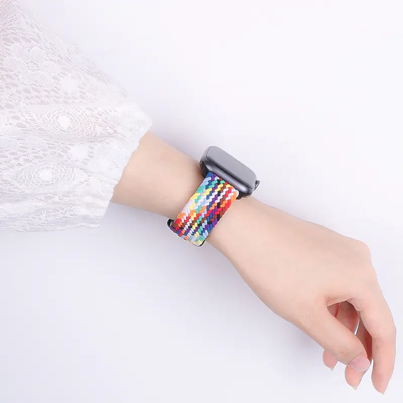 Nylon Elastic Braided Strap for Apple Watch Ultra 2 49mm Series 10 9 8 7 SE2 6 5 4 3 2 1 Adjustable Colorful Belt Bracelet Metal Buckle Band for iWatch 46mm 42mm 41mm 45mm 44mm 38mm 40mm DT No 1 HW22 W26 IWO T500+pro Tali Jam Tangan Smartwatch Accessories 1