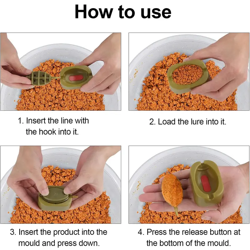 Carp Fishing Feeder Set, 1 Set Including 4 Counts Fishing Feeder & 1 Count Rubber Mold, Outdoor Fishing Accessories 6