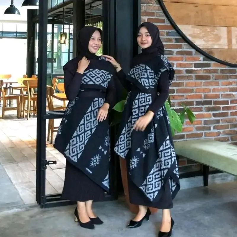 Aurora dress black ivory kondangan Bunga Kain Muslim Gamis  Couple
