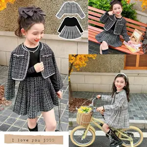 1-8Tahun Dress mini 2in1 blazer tweed gaun mewah baju anak perempuan korea ootd