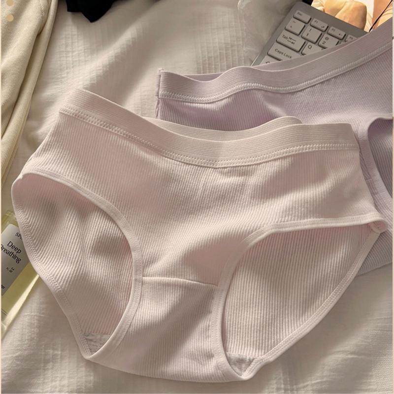 Quần chip nữ cotton gân tăm đáy lót kháng khuẩn khử mùi - Quần lót nữ kiểu dáng trẻ trung năng động DEVARI L2416 Thun Women Trắng đồ  lót