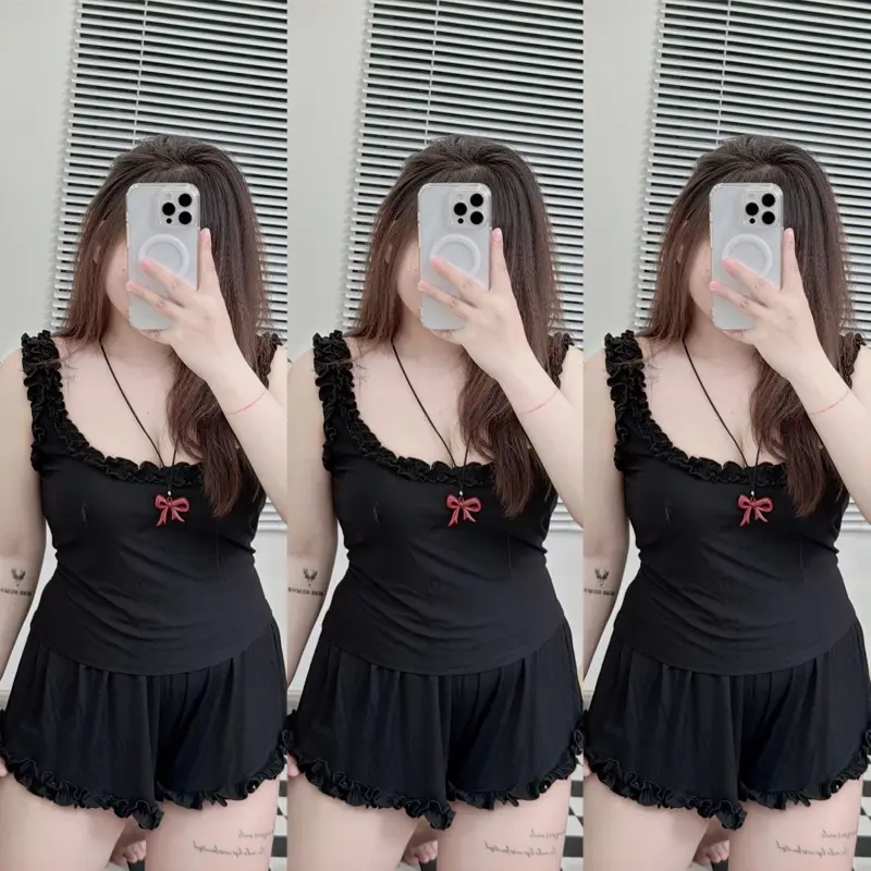 [Bigsize] Bộ thun lụa Qc dây bèo + quần bèo bigsize 50-90kg 1