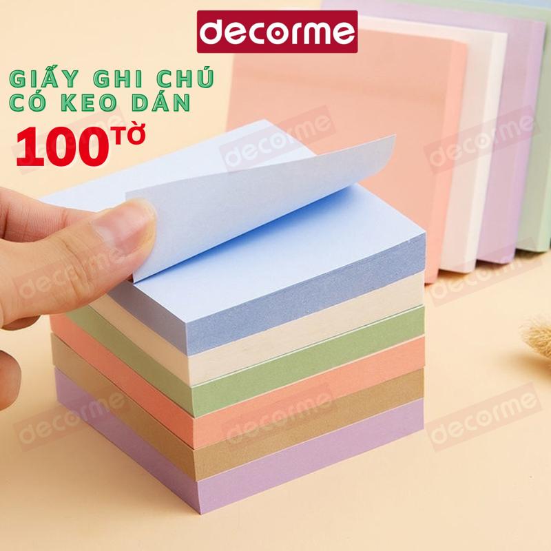 Tập giấy nhớ note ghi chú Basic màu sắc pastel DecorMe nhiều kích thước