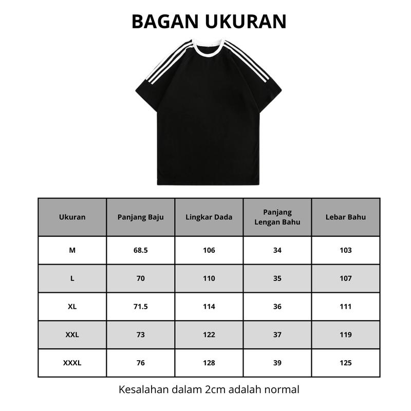 Product Introduction of Tshirt Kaos Lengan Pendek Garis TIga Oversize | Pola Angka 15 | Tebal dan Nyaman |  Cotton 0