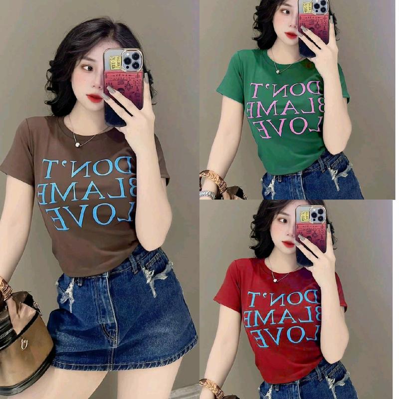 ÁO THUN Bigsize, CROPTOP IN CHỮ ,chất tăm QC mát rượi có size từ 40-85kg Nữ Women